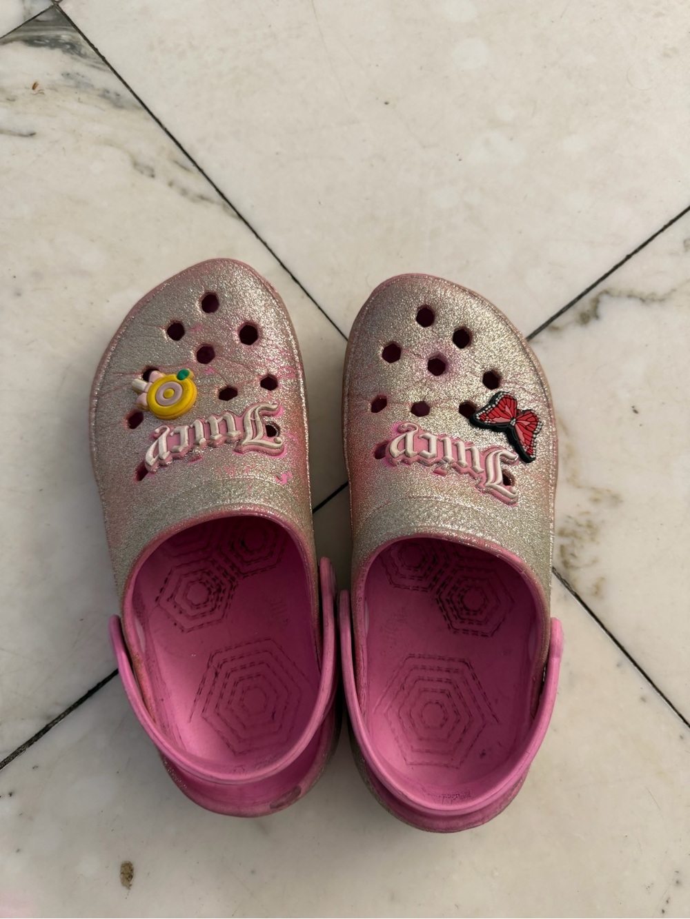 Kids Glitter Pink Clog Shoes - Comfortable Slip-On